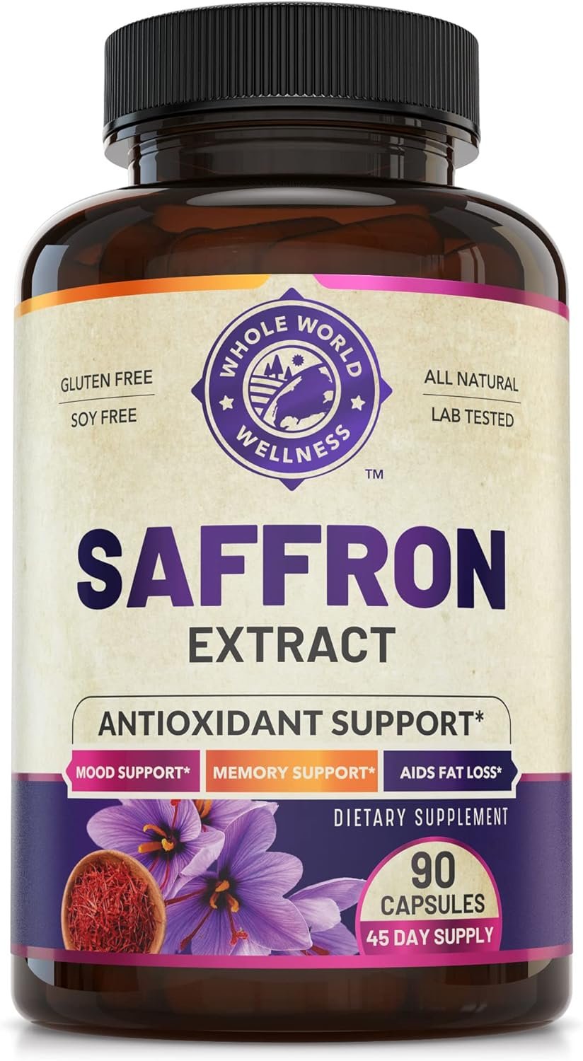 100% Pure Saffron Extract - Metabolism Booster Natural Appetite Suppressant for Weight Loss. Saffron Mood Enhancer for Women Men, Natural Diet Pills for Women Men. USA Made, 90 Servings.