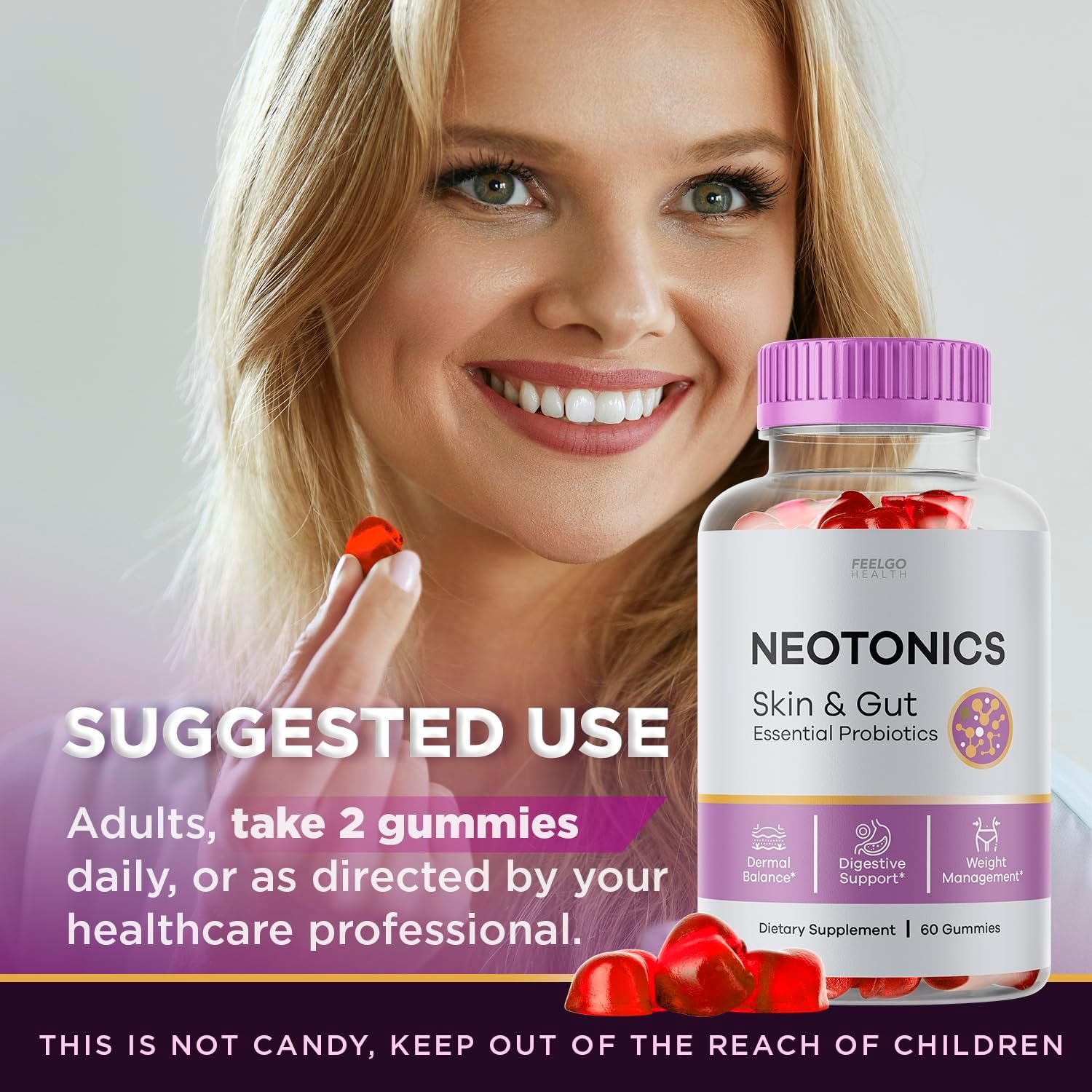 2 Pack - Neotonics Gummies - New Advanced Formula Neotonics Skin and Gut Gummies, Neotonics Gummies, Neotonics Skin and Gut Gummies Reviews, for 60 Days.