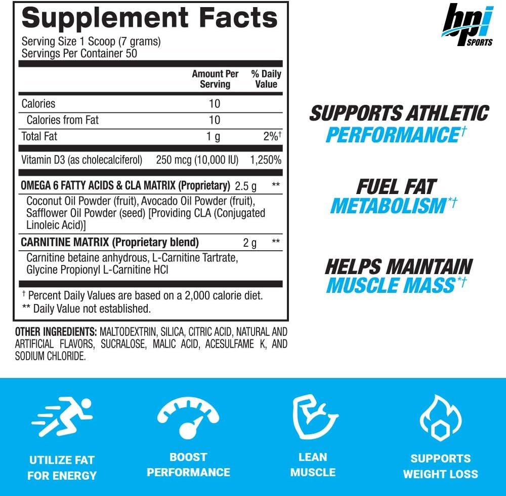 BPI Sports CLA+Carnitine–Conjugated Linoleic Acid–Weight Loss Formula –Metabolism, Performance, Lean Muscle–Caffeine Free–For Men Women–Watermelon Freeze–50 servings – 12.34 oz.(Packaging May Vary)