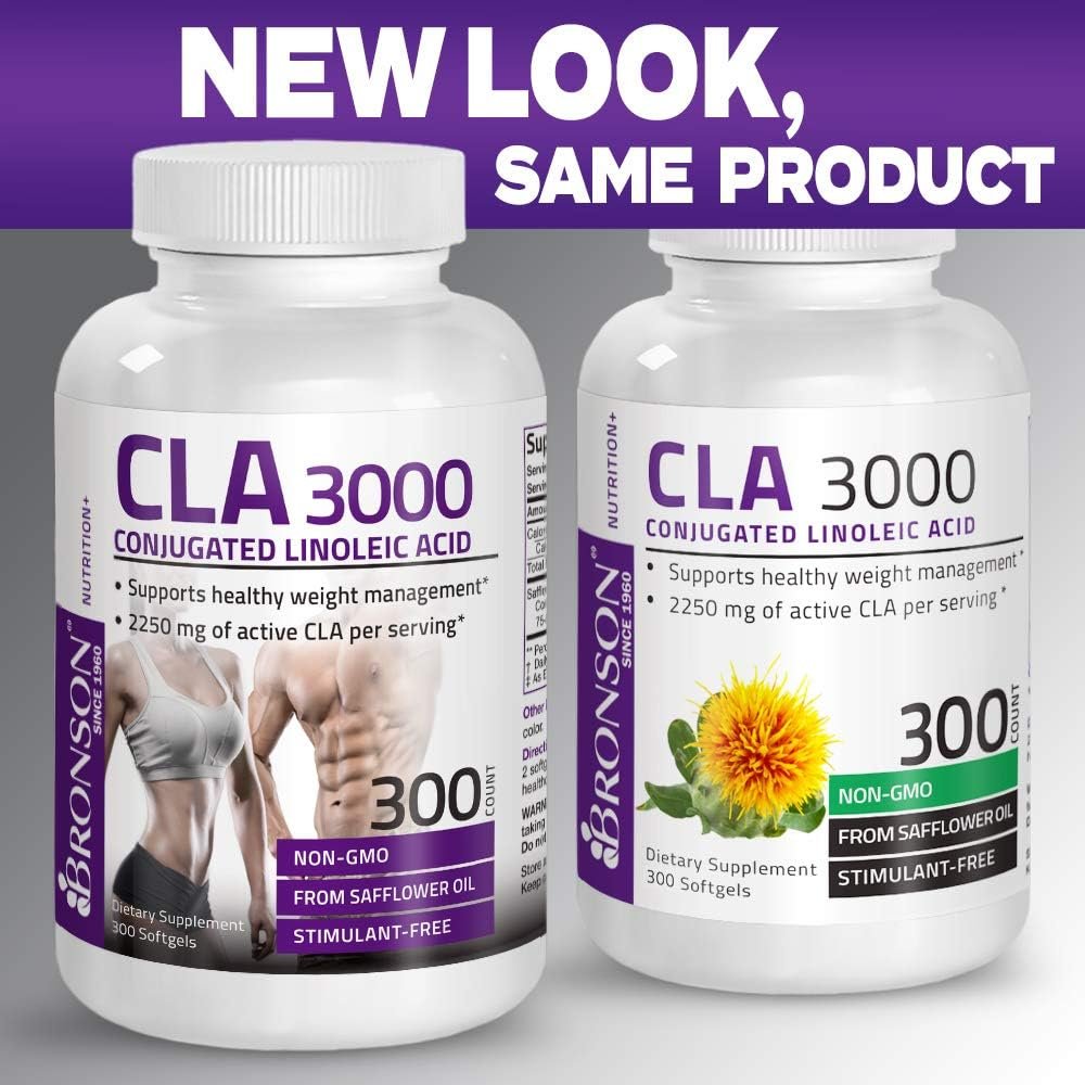 Bronson CLA 3000 Extra High Potency Supports Healthy Weight Management Lean Muscle Mass Non-Stimulating Conjugated Linoleic Acid, 90 Softgels