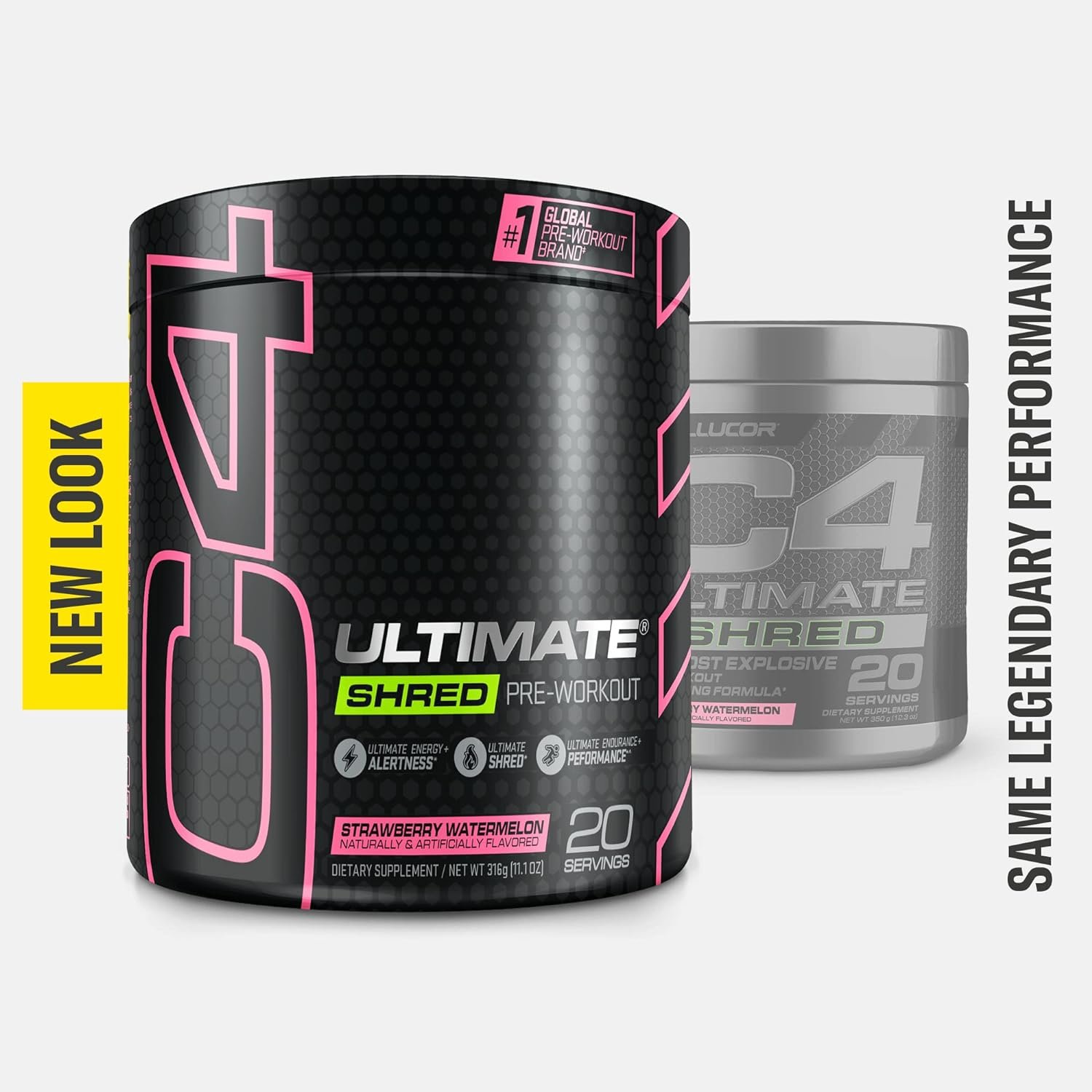 Cellucor C4 Ultimate Shred Pre Workout Powder for Men Women, Weight Loss Supplement with Ginger Root Extract, Strawberry Watermelon, 20 Servings (Pack of 1)