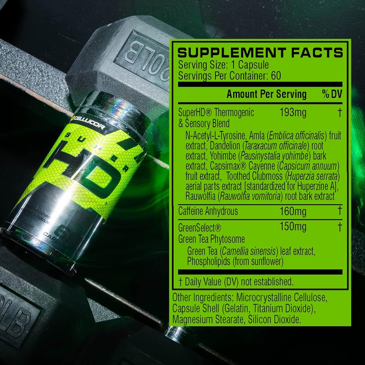 Cellucor Super HD for Men Women - Enhance Focus and Increase Energy - Capsimax, Green Tea Extract, 160mg Caffeine More 60 Servings