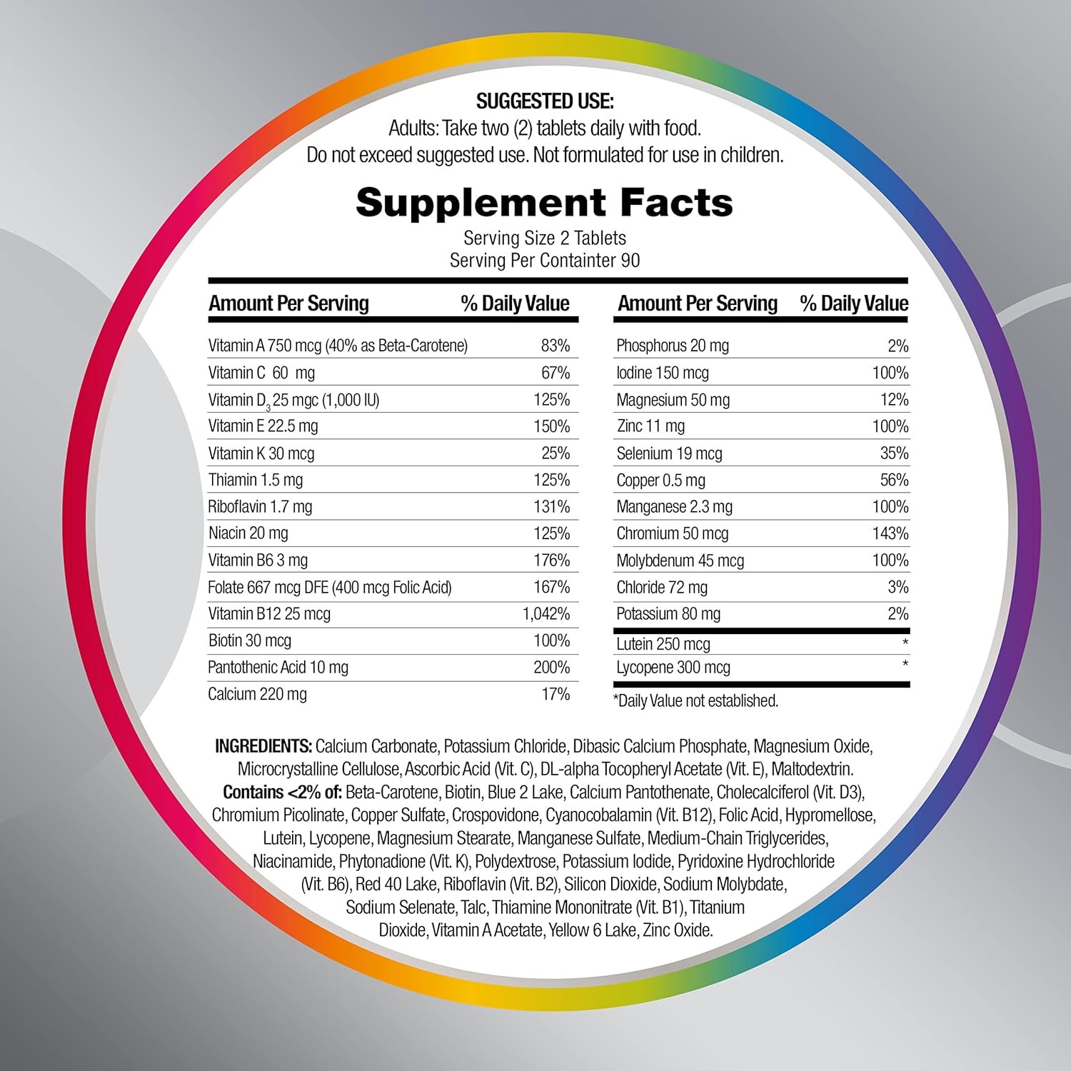 Centrum Minis Silver Multivitamin for Adults 50 Plus, Multimineral Supplement, Vitamin D3, B-Vitamins, Gluten Free, Non-GMO Ingredients, Supports Memory and Cognition in Older Adults - 320 Ct