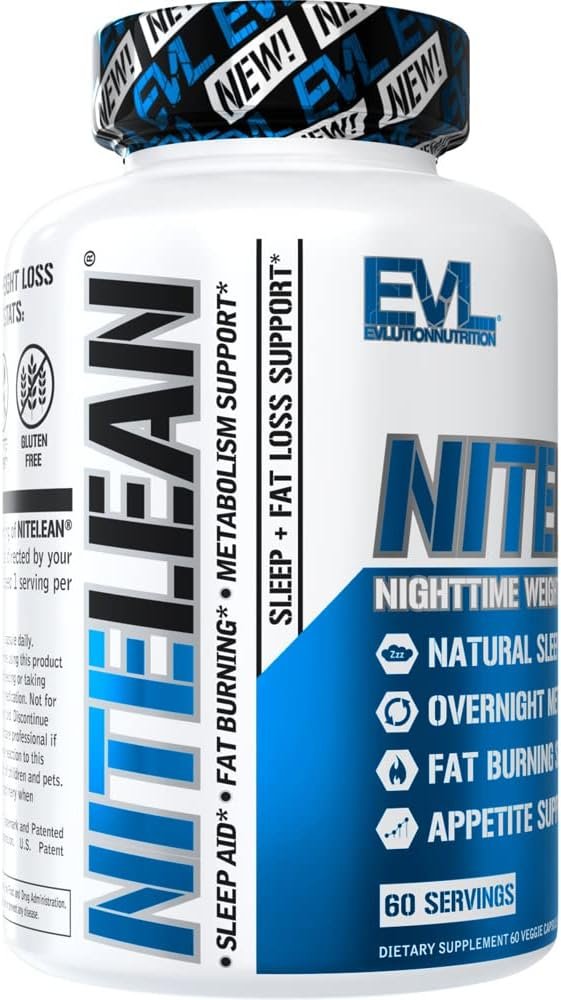 Evlution Nutrition Night Time Fat Burner Support - Overnight Sleep and Weight Loss Support Pills with Thermogenic Green Tea and White Kidney Bean Extract - Diet Pills That Support Stubborn Fat Loss