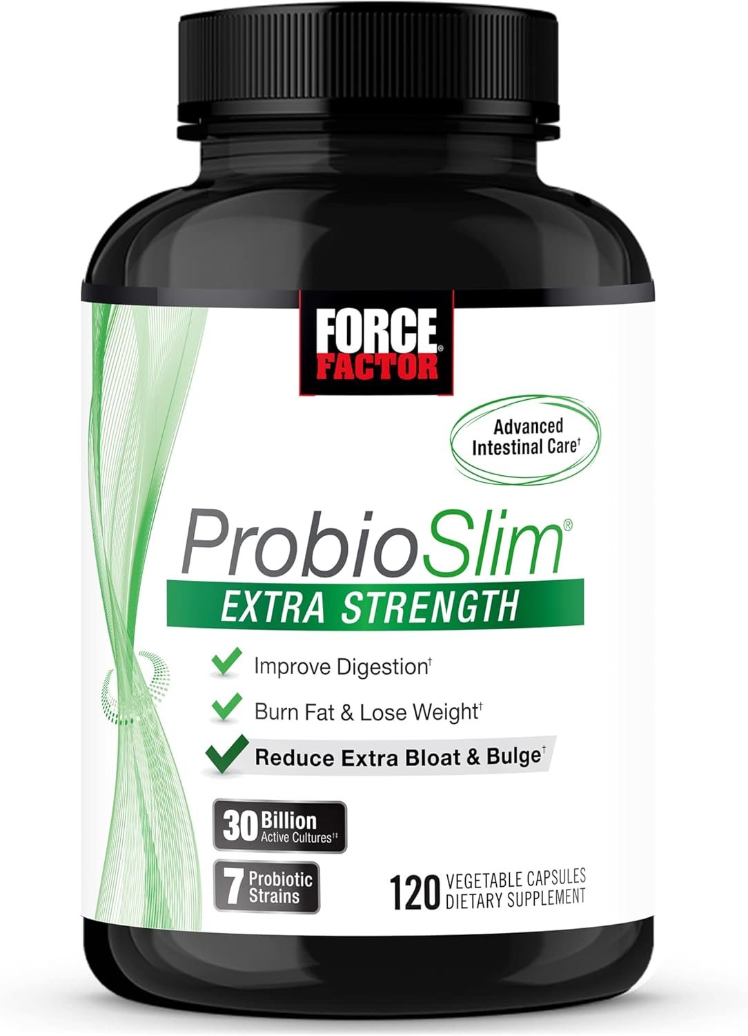 FORCE FACTOR ProbioSlim Extra Strength Probiotic Supplement for Women and Men with 30 Billion CFUs for Weight Loss, Digestive Health Support, Bloating and Gas Relief, 120 Capsules