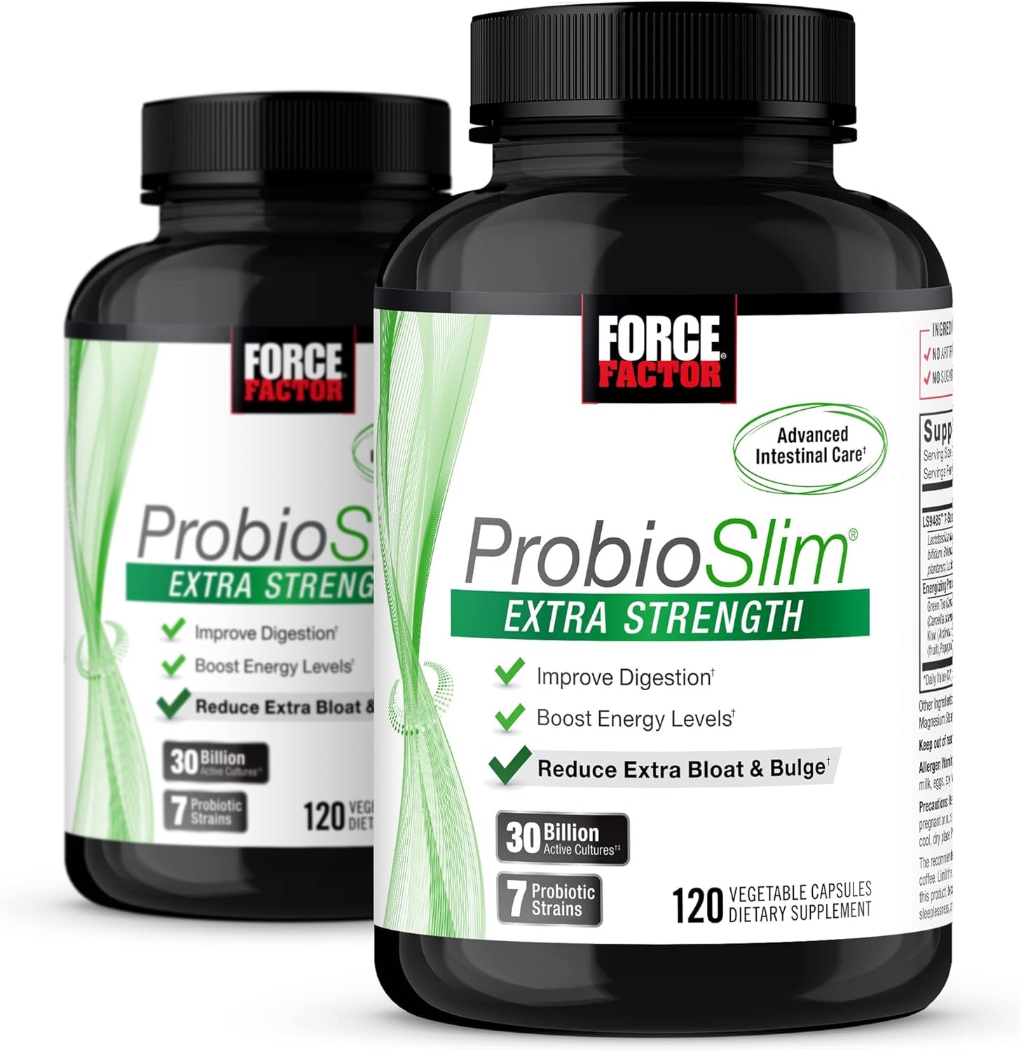 FORCE FACTOR ProbioSlim Extra Strength Probiotic Supplement for Women and Men with 30 Billion CFUs for Weight Loss, Digestive Health Support, Bloating and Gas Relief, 120 Capsules