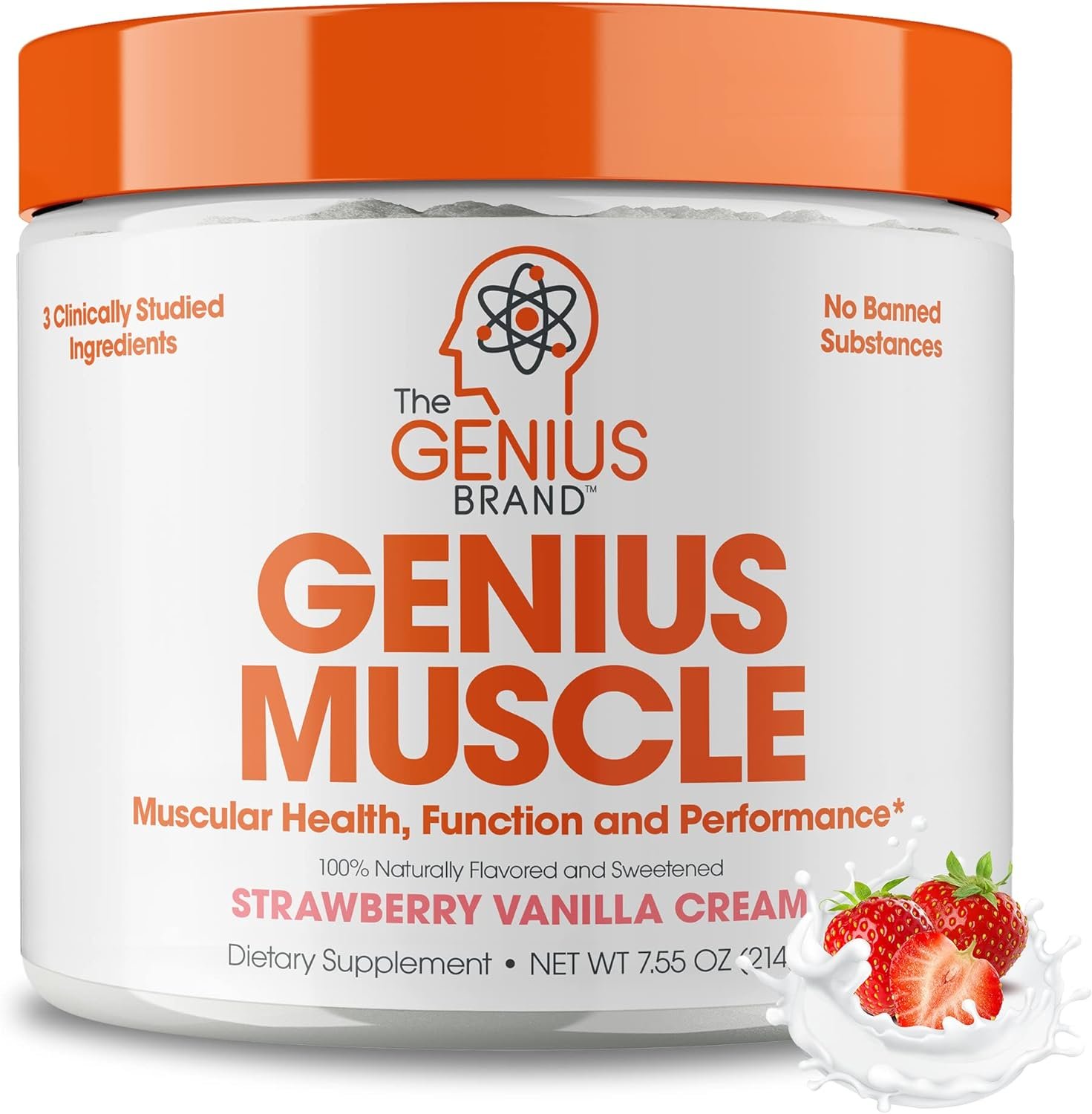 Genius Muscle Builder Mass Gainer Supplement, Strawberry Vanilla Cream - 100% Naturally Flavored Sweetened - Anabolic Activator for Men Women - Weight Gainer, Lean Muscle Growth for Bodybuilding