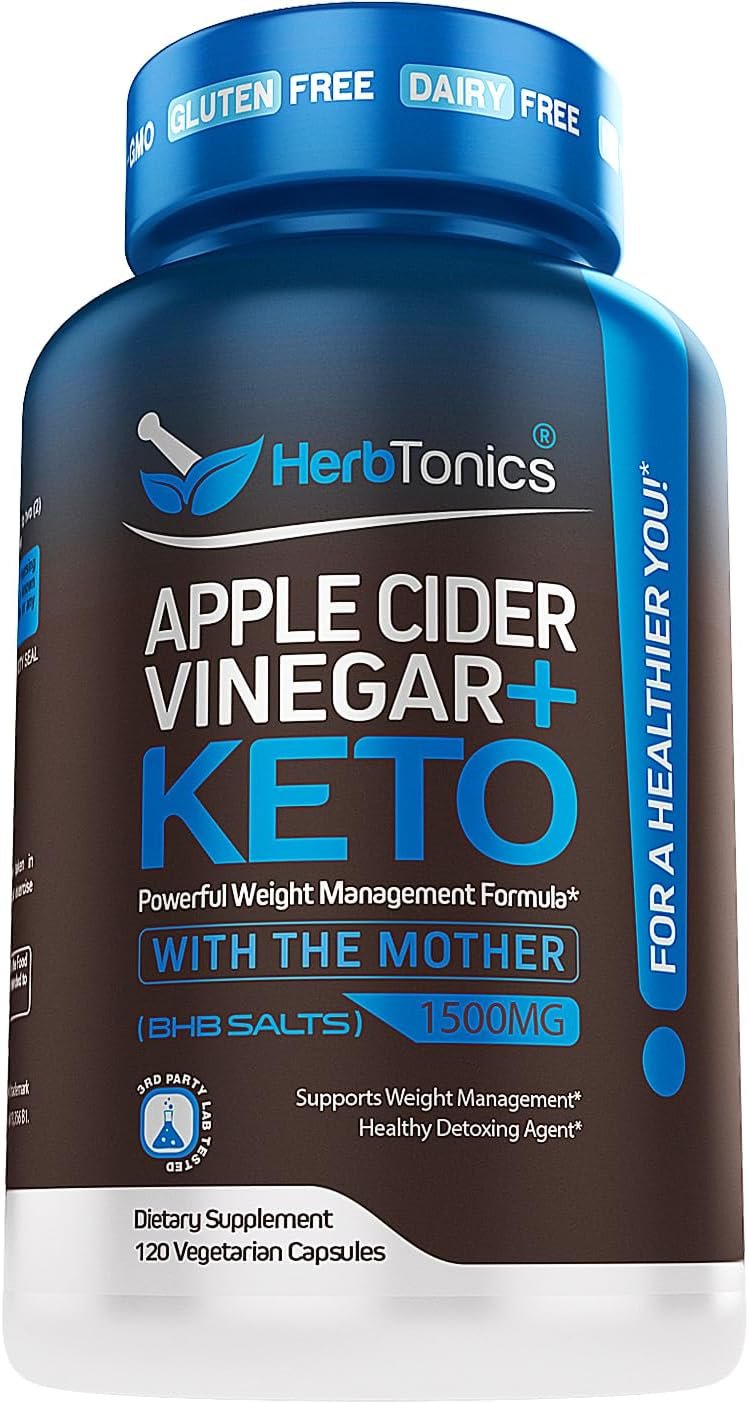 Herbtonics Apple Cider Vinegar Capsules Plus Keto BHB | Fat Burner Weight Loss Supplement for Women Men | Appetite Suppressant