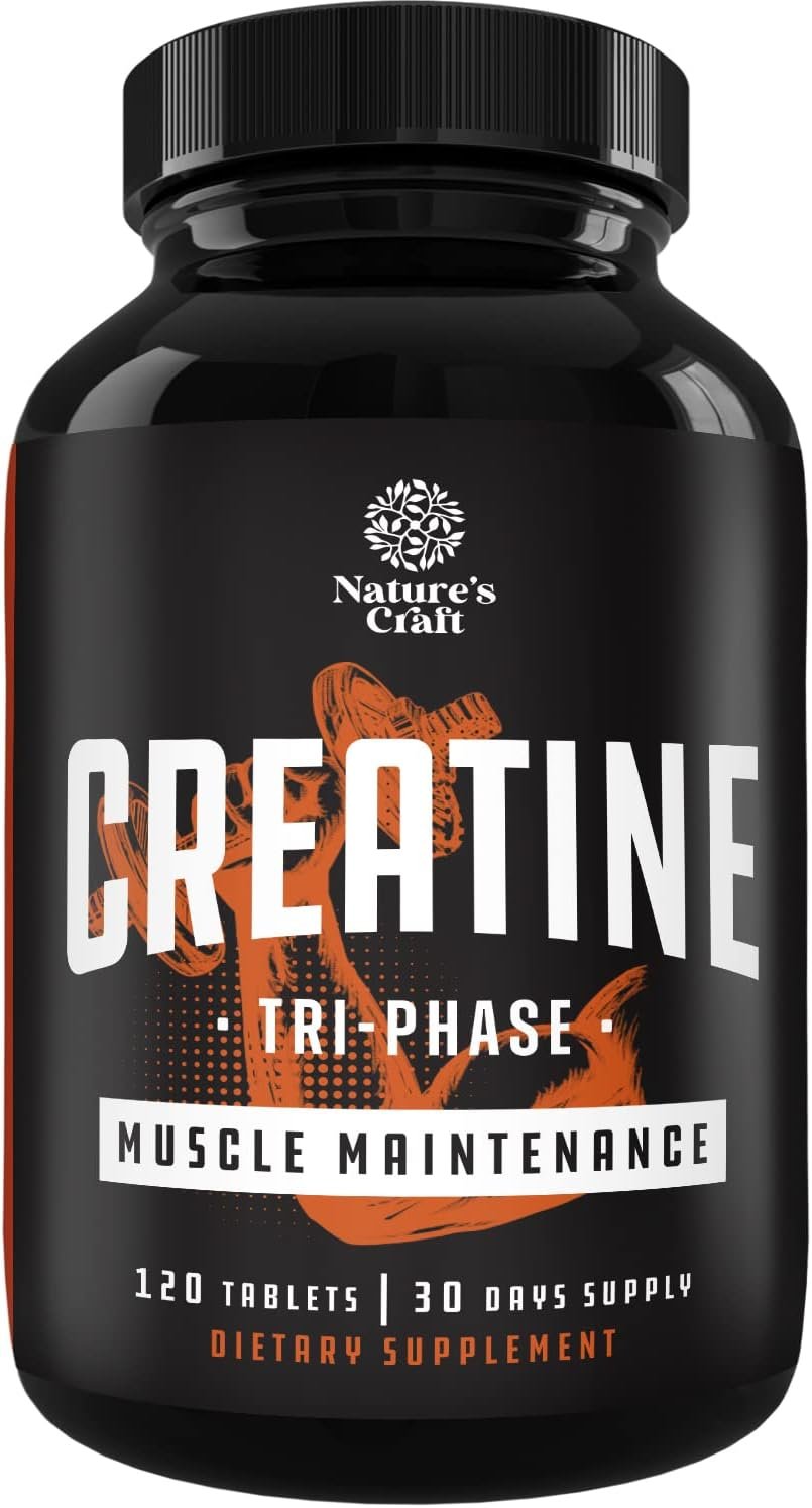 High Strength Tri Phase Creatine Pills - Muscle Mass Gainer and Muscle Recovery Creatine HCL Pyruvate and Creatine Monohydrate Pills - Optimal Muscle Builder Creatine Pre Workout for Women and Men