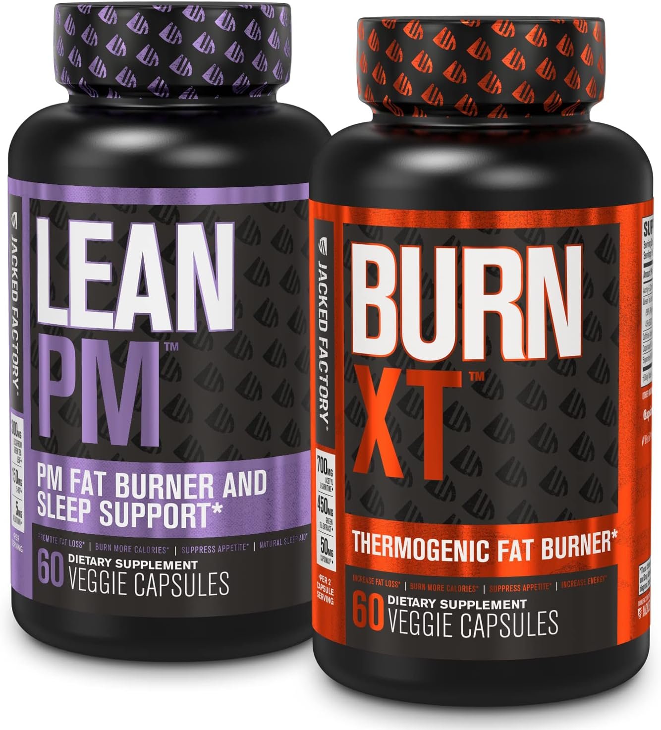 Jacked Factory Burn XT Thermogenic Fat Burner Lean PM Nighttime Weight Loss Supplement for Men Women 60 Veggie Diet Pills