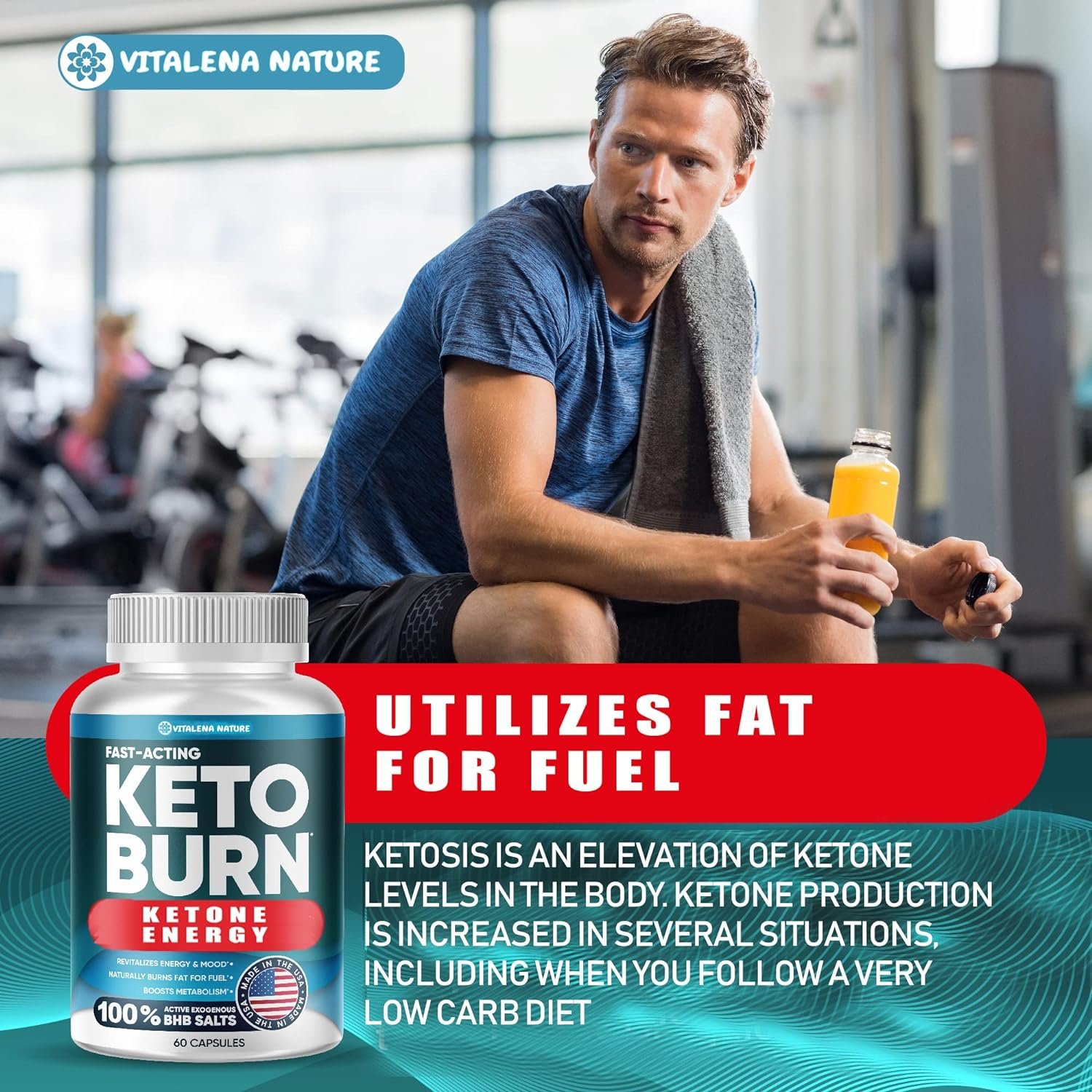 Keto Pills with Pure BHB Exogenous Ketones - Effective Keto Pills Made in USA - Advanced Keto Supplement for Ketosis Support - Keto BHB - 60 Capsules