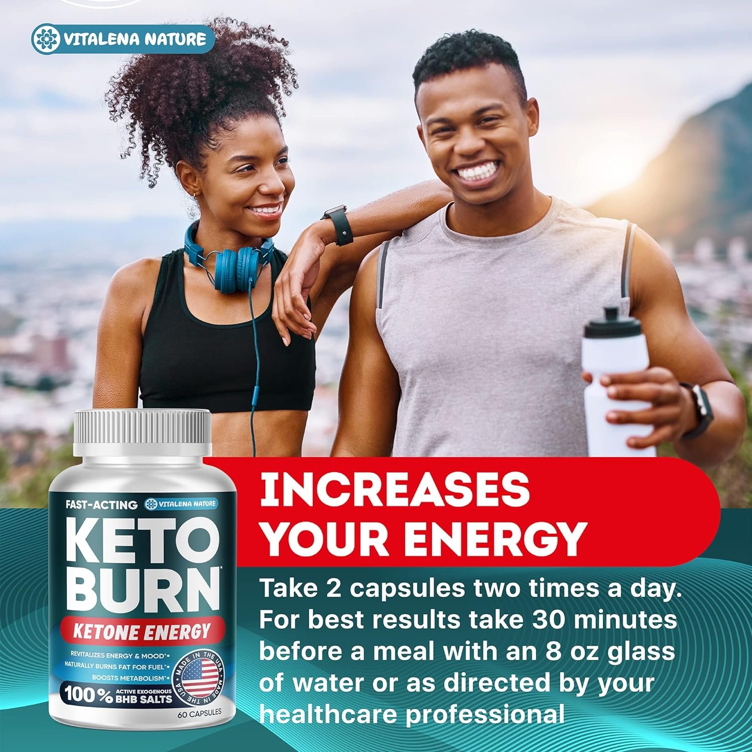 Keto Pills with Pure BHB Exogenous Ketones - Effective Keto Pills Made in USA - Advanced Keto Supplement for Ketosis Support - Keto BHB - 60 Capsules