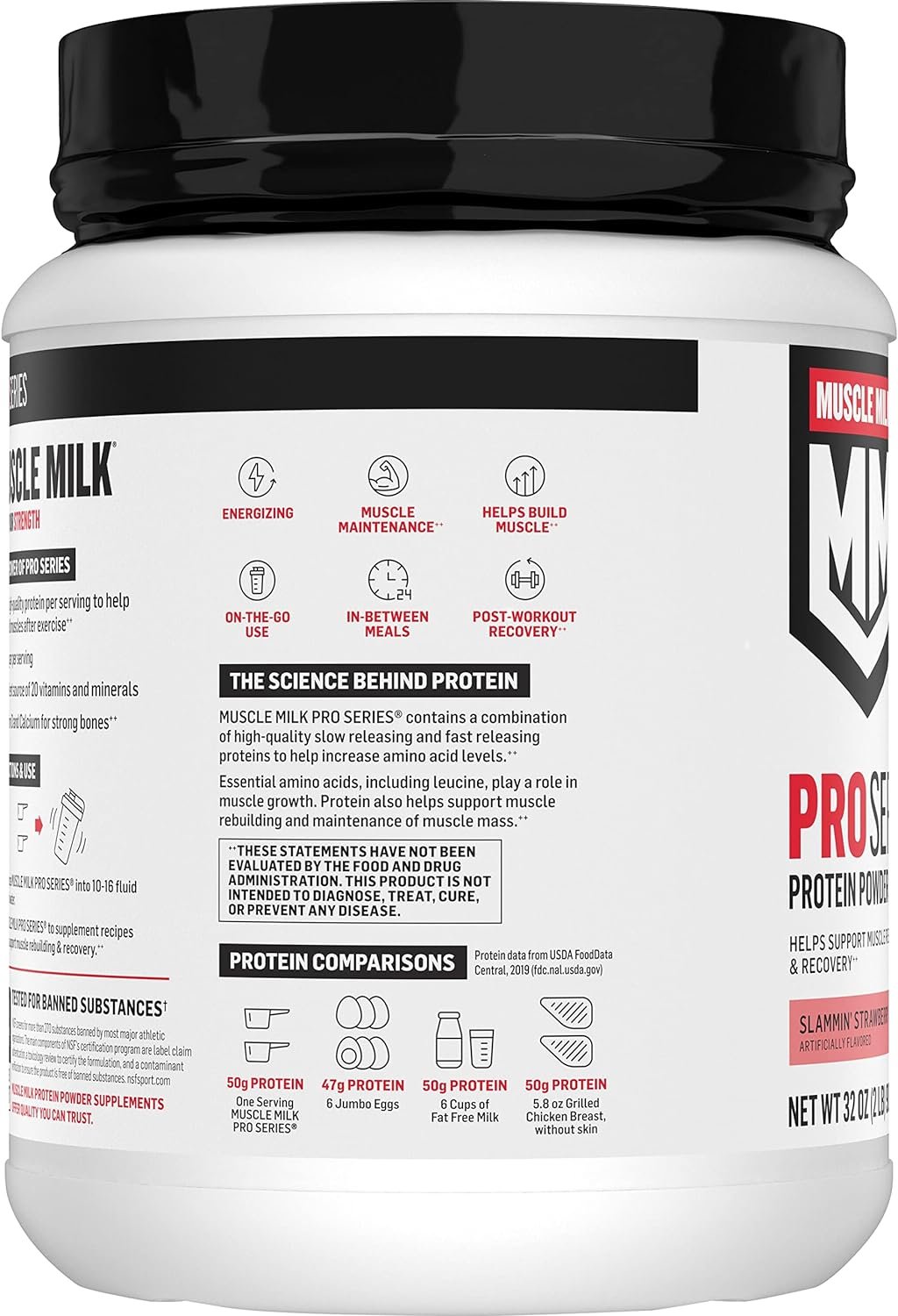 Muscle Milk Pro Series Protein Powder Supplement,Knockout Chocolate,2 Pound,11 Servings,50g Protein,3g Sugar,20 Vitamins Minerals,NSF Certified for Sport,Workout Recovery,Packaging May Vary