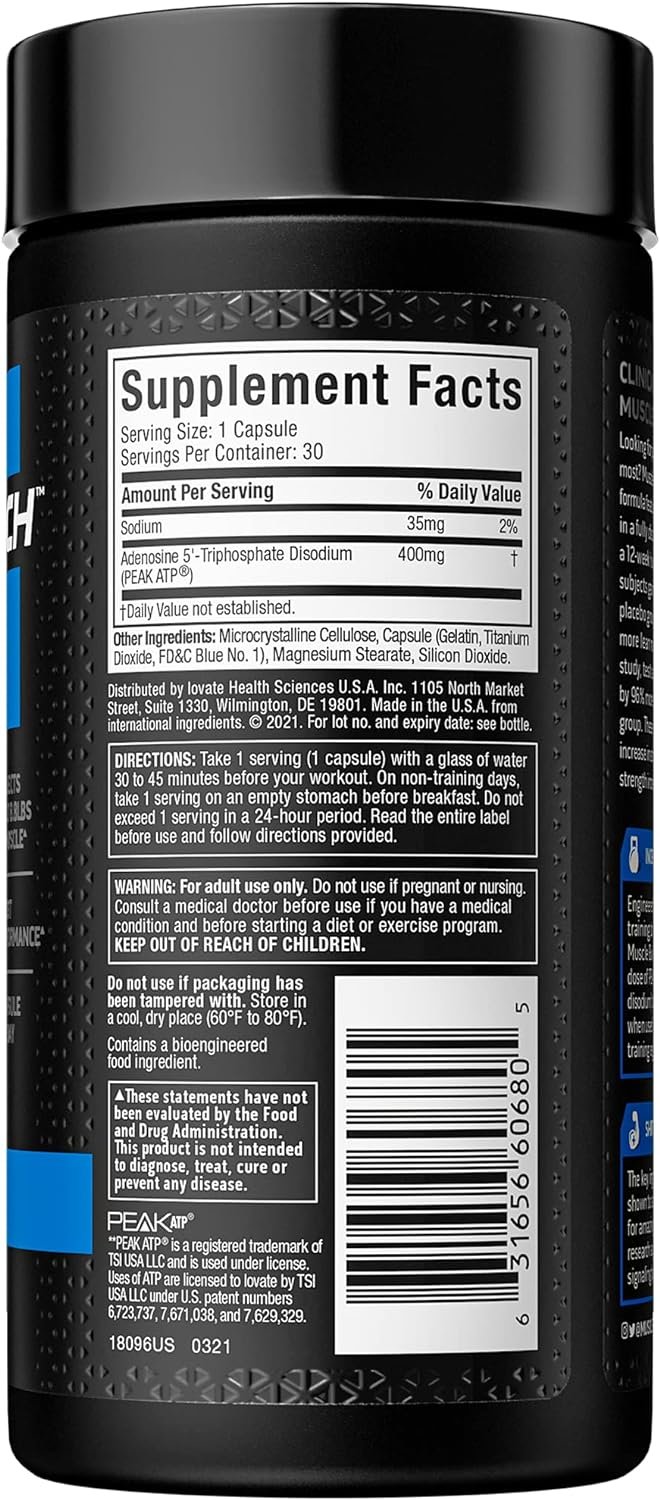 MuscleTech Muscle Builder, Muscle Building Supplements for Men Women, Nitric Oxide Booster, Muscle Gainer Workout Supplement, 400mg of Peak ATP for Enhanced Strength, 30 Pills