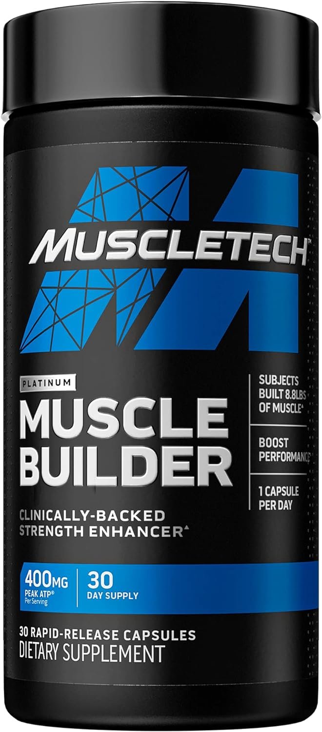 MuscleTech Muscle Builder, Muscle Building Supplements for Men Women, Nitric Oxide Booster, Muscle Gainer Workout Supplement, 400mg of Peak ATP for Enhanced Strength, 30 Pills