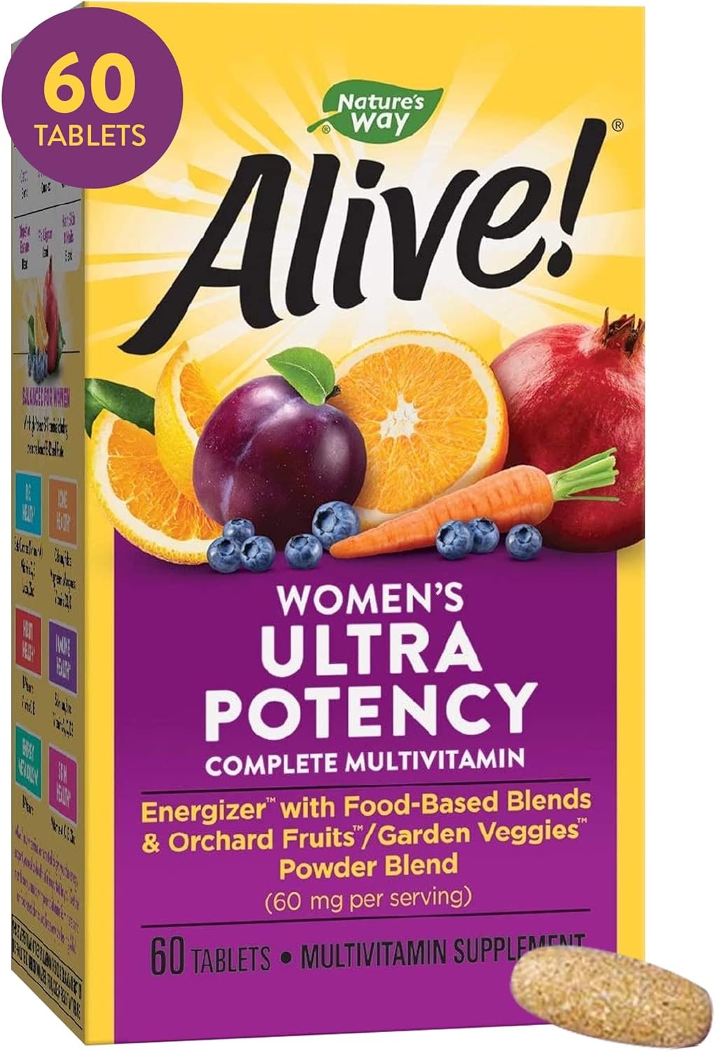 Nature’s Way Alive! Women’s Ultra Potency Complete Multivitamin, High Potency B-Vitamins, Energy Metabolism*, 60 Tablets