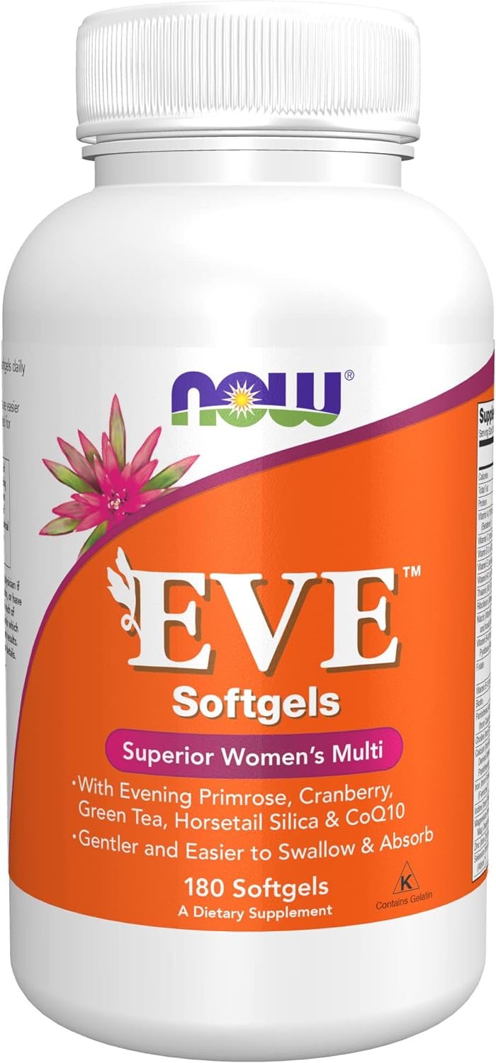 NOW Supplements, Eve™ Womens Multivitamin with Evening Primrose, Cranberry, Green Tea, Horsetail Silica CoQ10, 180 Softgels