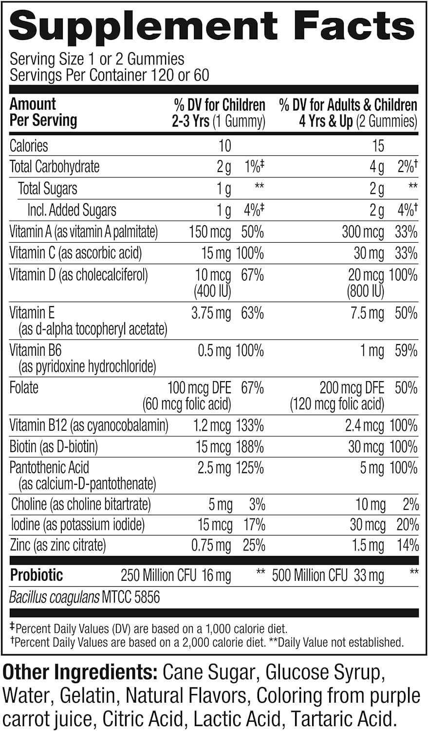 OLLY Kids Multivitamin + Probiotic Gummy, Digestive and Immune Support, Vitamins A, D, C, E, B, Zinc, Chewable Supplement, Berry, 35 Day Supply - 70 Count