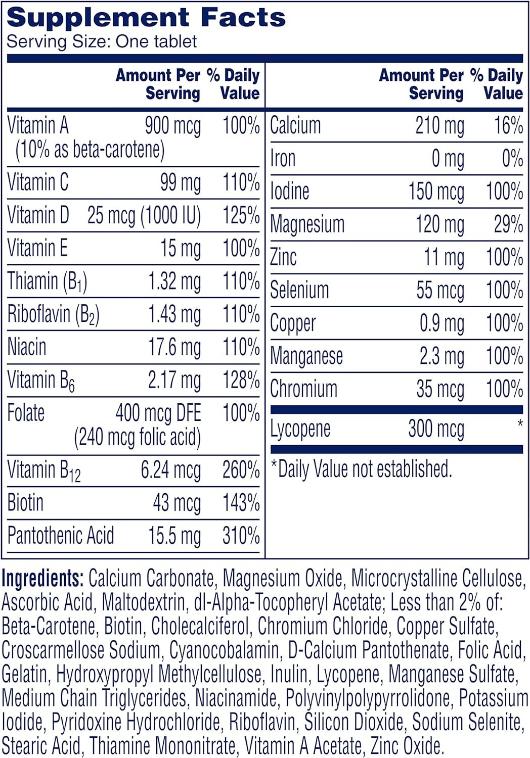 One A Day Men’s Multivitamin, Supplement Tablet with Vitamin A, Vitamin C, Vitamin D, Vitamin E and Zinc for Immune Health Support, B12, Calcium more, 200 count