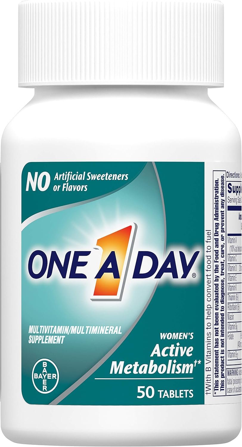 One A Day Women’s Active Metabolism Multivitamin, Supplement with Vitamin A, C, D, E and Zinc for Immune Health Support*, Iron, Calcium, Folic Acid more, 50 Count