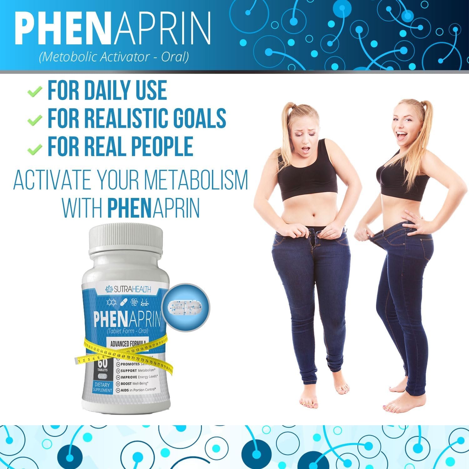 PhenAprin Diet Pills Weight Loss and Energy Boost for Metabolism – Optimal Fat Burner and Appetite Suppressant Supplement. Helps Maintain and Control Appetite, Promotes Mood Brain Function.