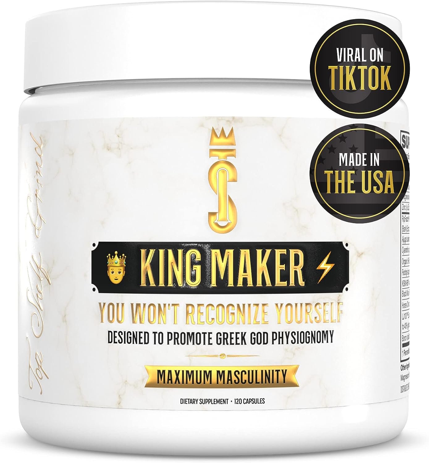 Top Shelf Grind King Maker, 13-in-1 Anabolic Supplement for Men to Increase Stamina, Lean Muscle Growth Recovery, N.O. Booster with Tongkat Ali (LJ100), 120 Capsules