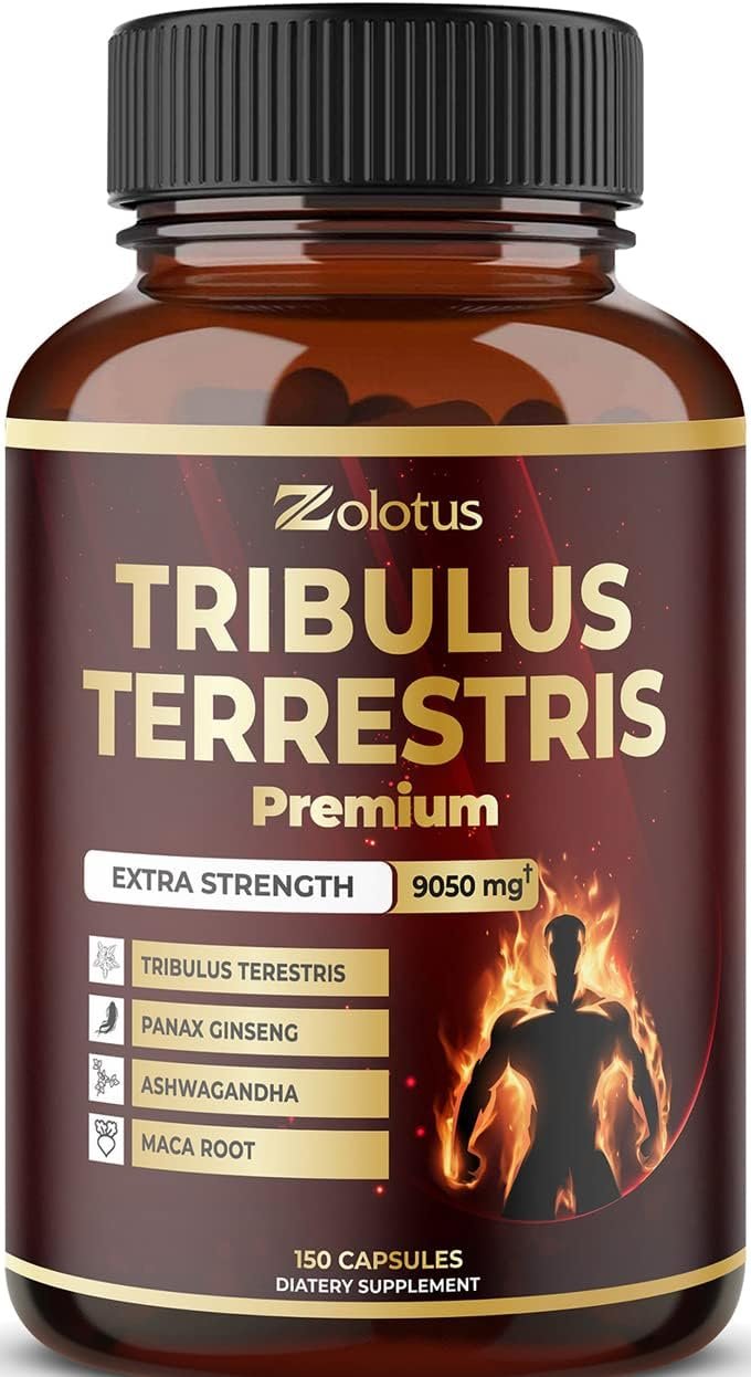 Tribulus Terrestris, 9050mg Per Capsule, 5 Months Supply with Ashwagndha, Panax Ginseng, Saw Palmetto, Maca, Shilajit. Energy, Stamina Performance Supplement for Men Women