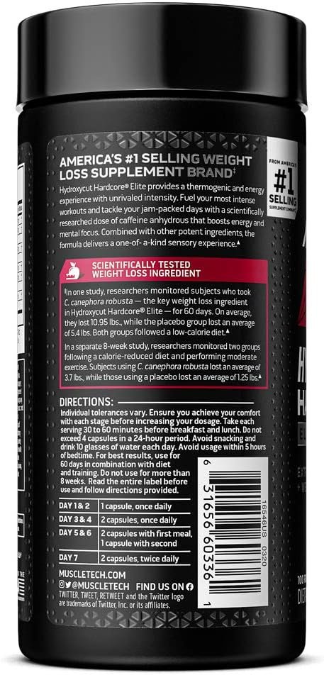 Weight Loss Pills for Women Men Hydroxycut Hardcore Elite Weight Loss Supplement + Energy Pills Metabolism Booster for Weight Loss 200 Pills (packaging may vary), brown, 100 count (pack of 2)